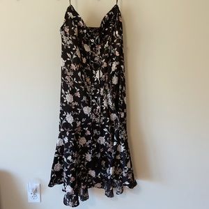 Black Long Floral Skirt